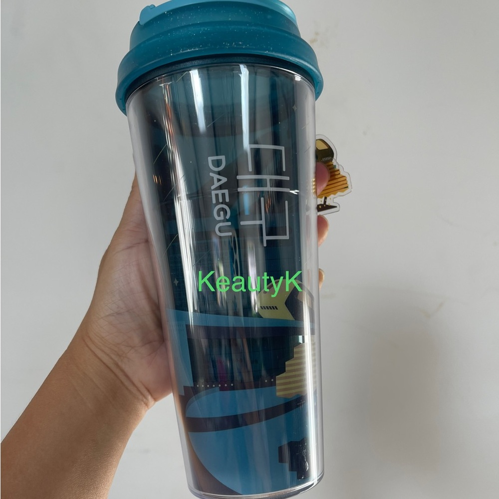 Blue Korean Elma 16 oz Starbucks acrylic cold cup net